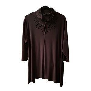 🇨🇦 Sympli Dark Purple Laser cut Tunic Size 16